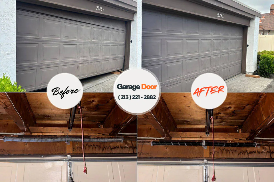 Before and after: garage door repair Woodville, WI